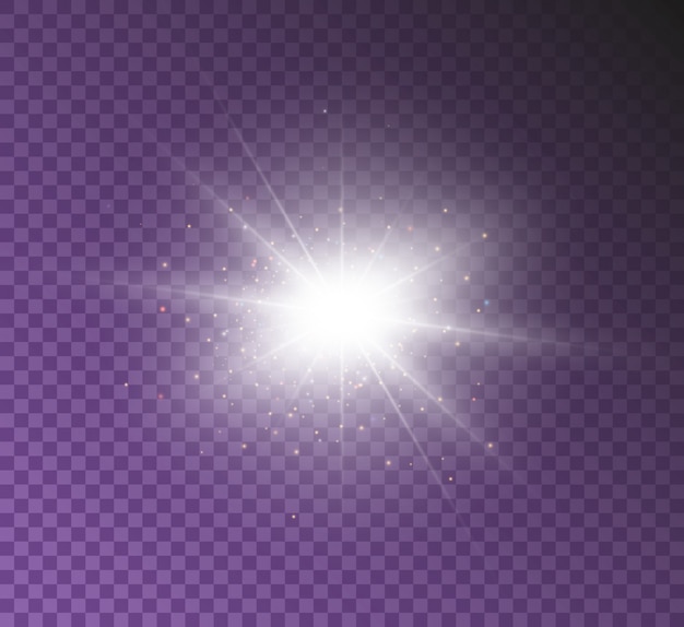 Transparent glow light effect with bright rays. the star exploded with sparkles and highlights