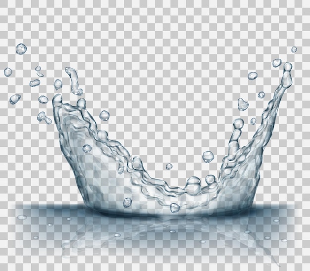 ベクトル 水のしぶきから透明な灰色の王冠