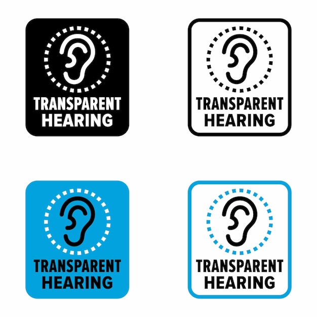 Transparent hearing microphone equipped headphones function information sign