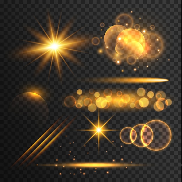 Transparent lens flare and light effects collection