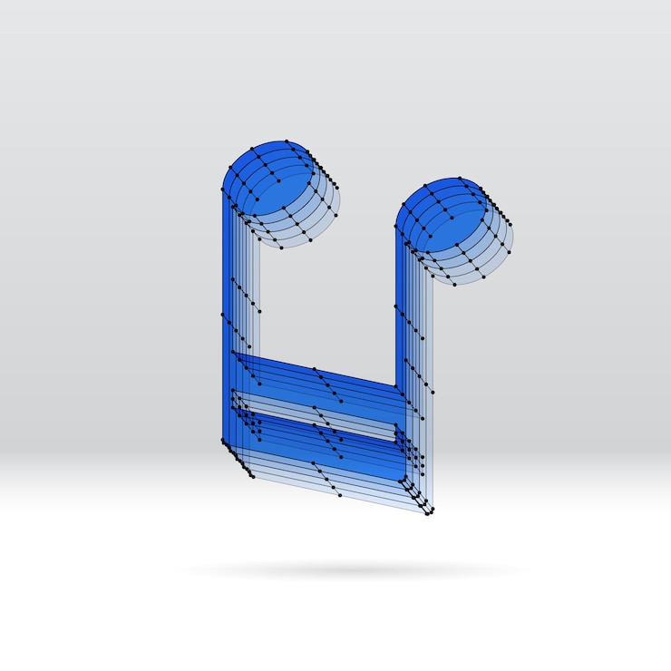 Vector transparent music note with dotted scheme