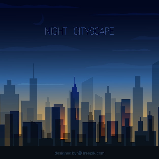 Vector transparent night cityscape