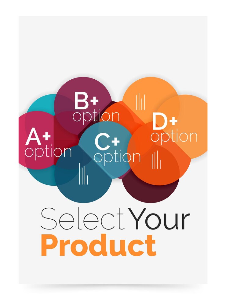 Vector transparent paper circles with option text