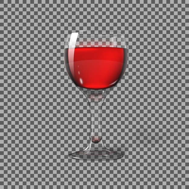 Vector transparent photo realistic isolated on plaid, wine glass with red wine