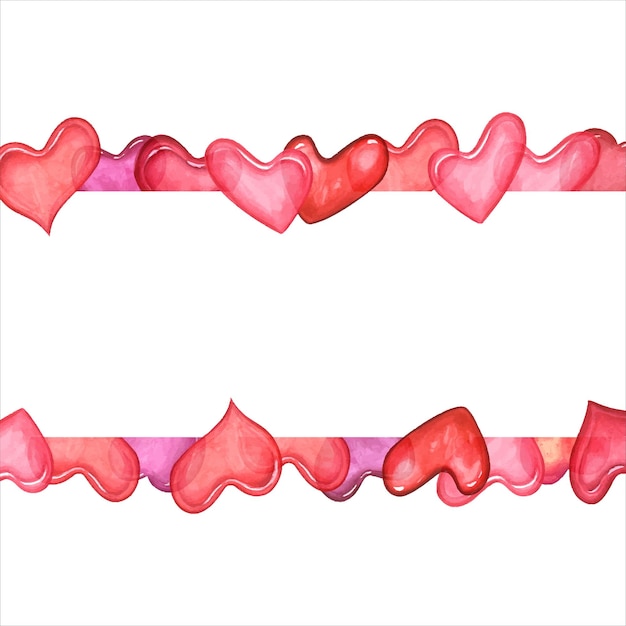 Vector transparent pink hearts horizontal frame with copy space for text symbol of romantic holidays