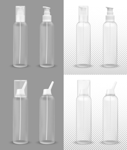 Vector transparent plastic bottle with pump dispenser