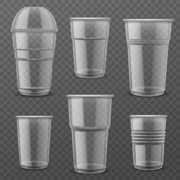 Vector transparent plastic disposable cups.
