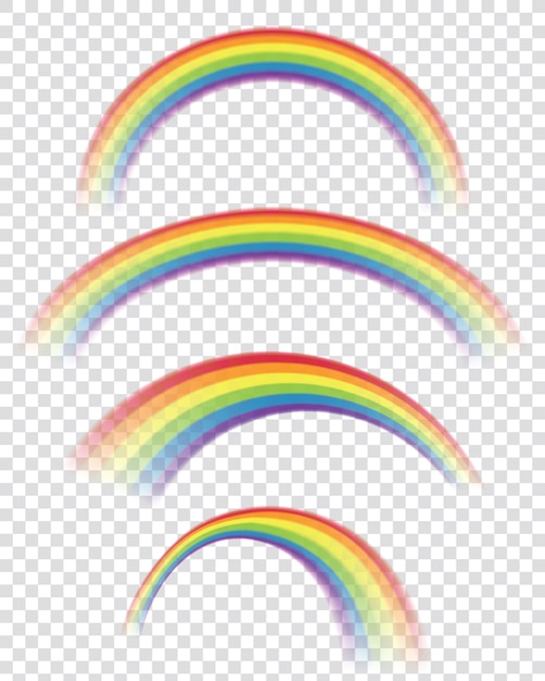 Vector transparent rainbows in different shapes