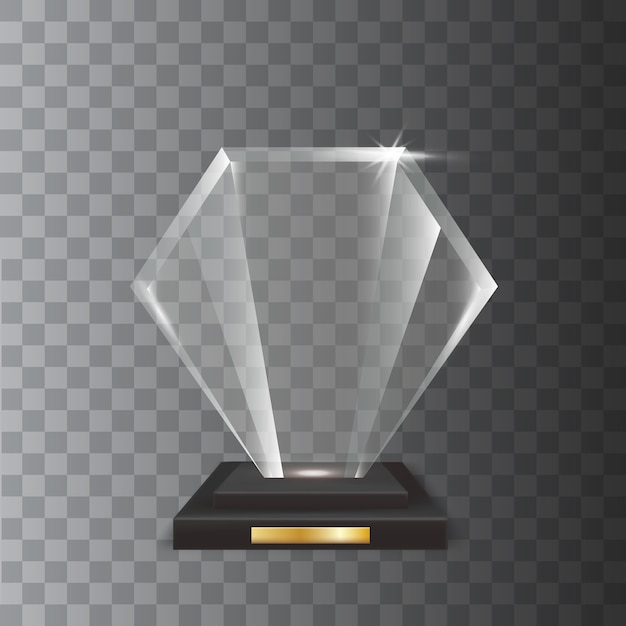 Transparent Realistic Blank Acrylic Glass Trophy Award