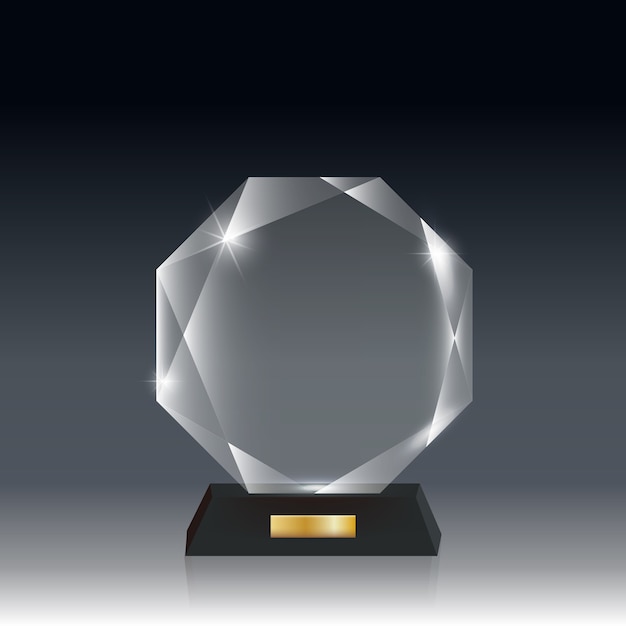 Transparent realistic blank acrylic glass trophy award