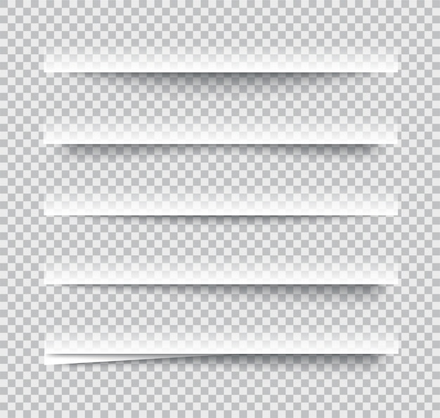 Effetti di ombra di carta realistici trasparenti