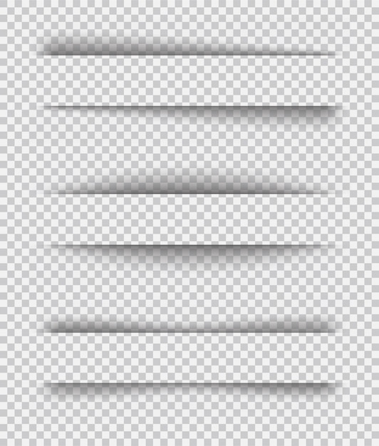Vettore effetti di ombra di carta realistici trasparenti