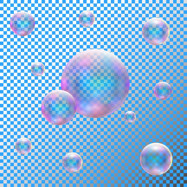 Transparent realistic soap bubbles