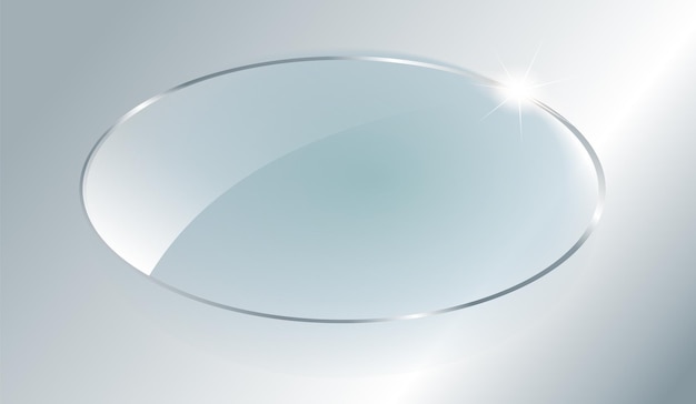 透明な丸い円は、市松模様の背景ガラスプレートのモックアップの要素を透視します