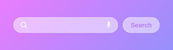 Vector transparent search bar internet browser engine with search box address bar and text field ui design website interface element with web icons and push button vector illustration