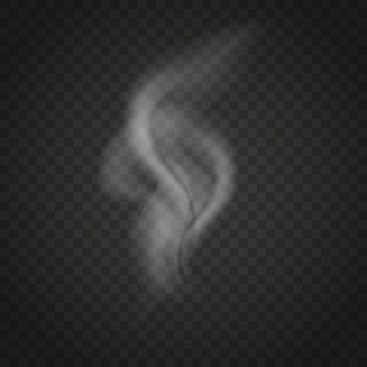 Vector transparent smoke isolated on dark background