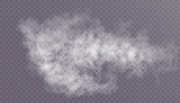 透明な煙。スチーム効果特殊効果。蒸気、霧、雲、煙のベクトルテクスチャ。 PNG