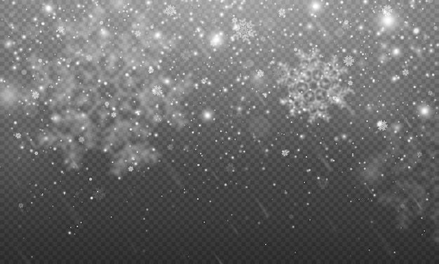 Vector transparent snowflake pattern seamless realistic falling snow