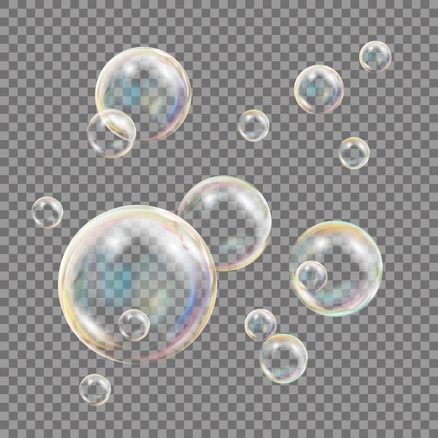 Vector transparent soap bubbles