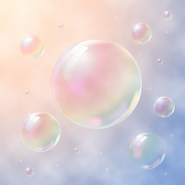 Vector transparent soap bubbles