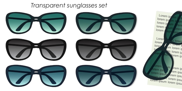 Transparent sunglasses set isolated on white