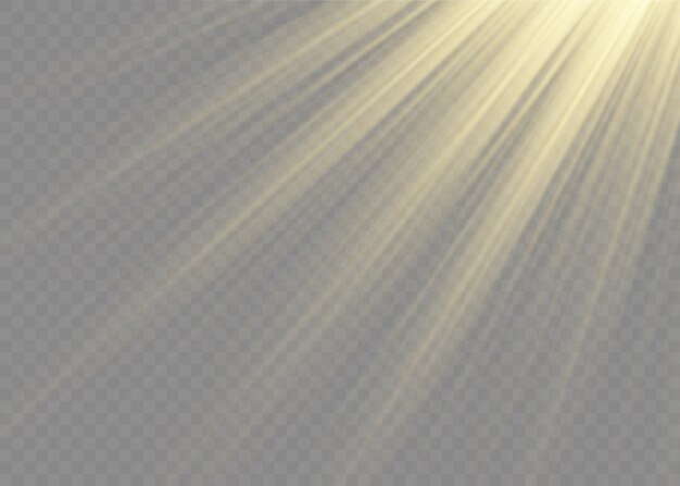 Vector transparent sunlight light effect. stellar rays and beams.