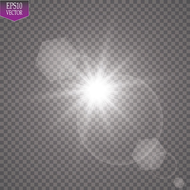  transparent sunlight special lens flare light effect. Sun flash with rays and spotlight. 