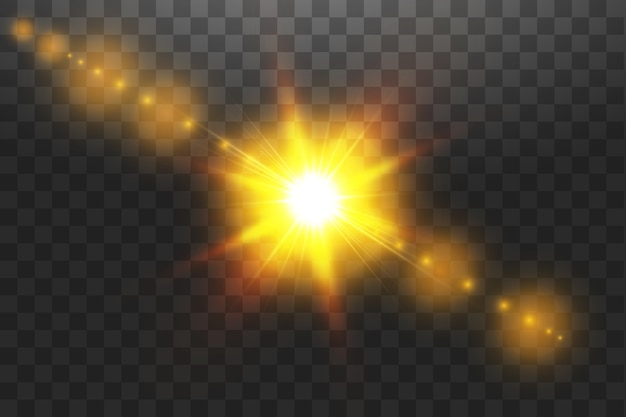 transparent sunlight special lens flare light effect. Sun isolated on transparent background. Glow light effect.