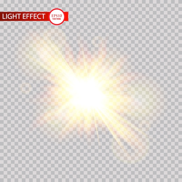 투명 햇빛 특수 렌즈 플레어 효과.