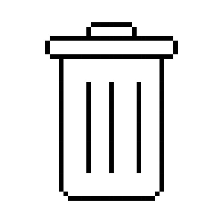 Vector transparent trash can line icon recycling landfill cleaning container ecology cleanliness dirt pixel style multicolored icon on white background