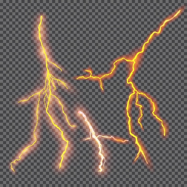 Vector transparent vector thunderstorm lighting effect