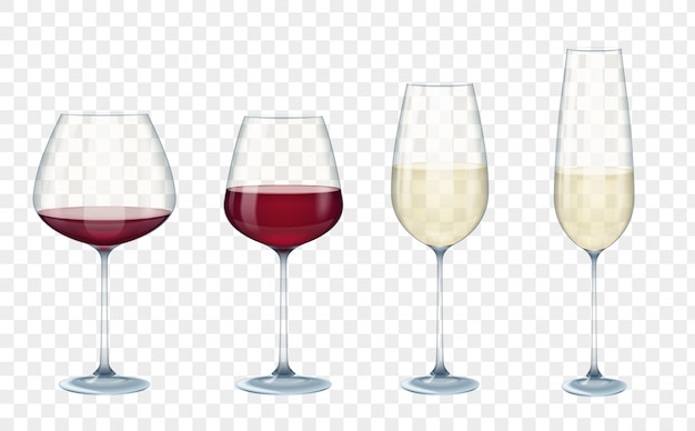 Vettore bicchieri da vino vettoriali trasparenti