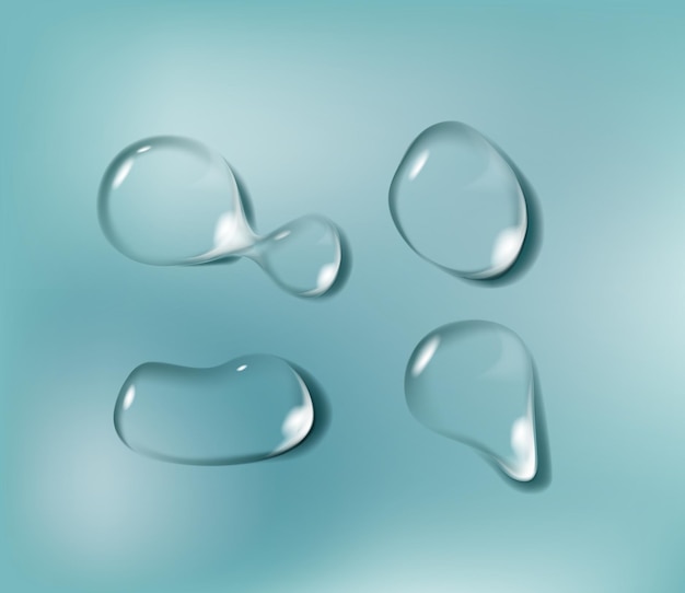 Vector transparent water drop on light isolated