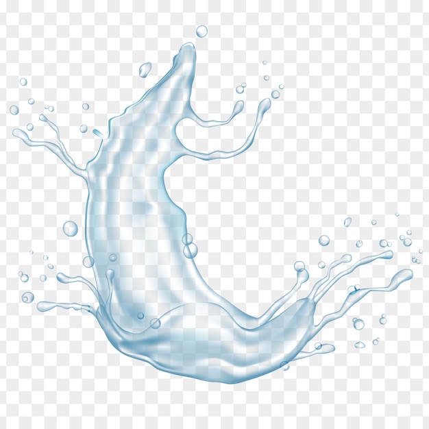 Vector transparent water splashes and water drops