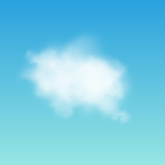 Прозрачное белое облако на небе. Реалистичная иллюстрация.