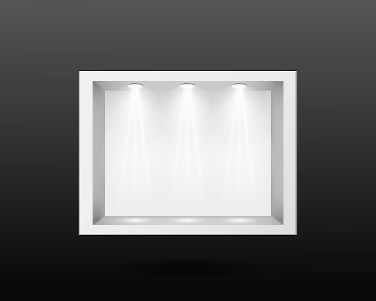 Vector transparent white container with glass and lighting template