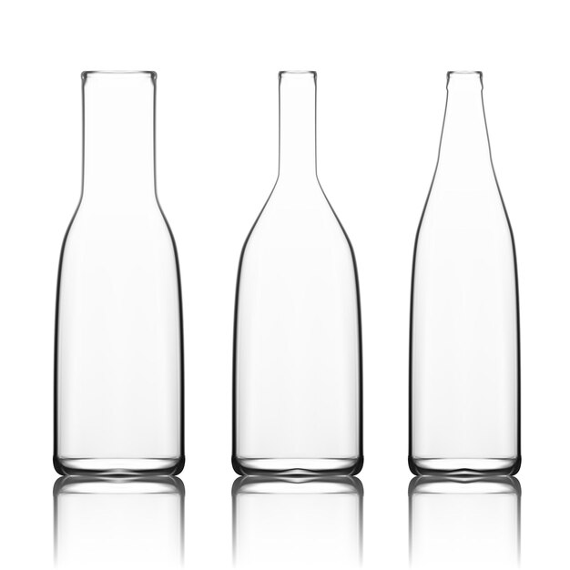 Vector transparent white empty glass bottle set