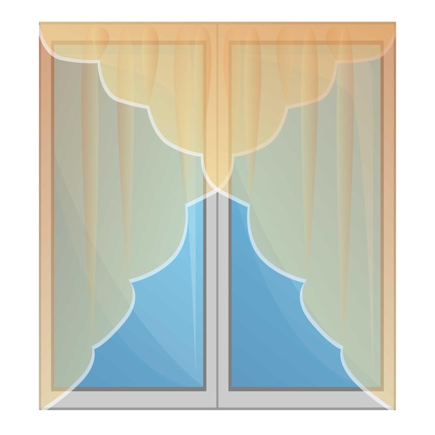 Transparent window curtains icon Cartoon of transparent window curtains vector icon for web design isolated on white background