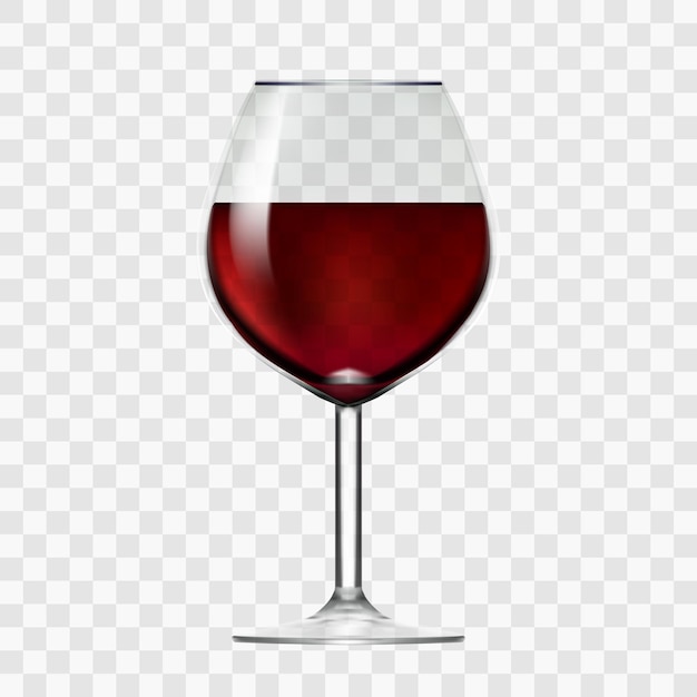 Vector transparent wineglass with red wine