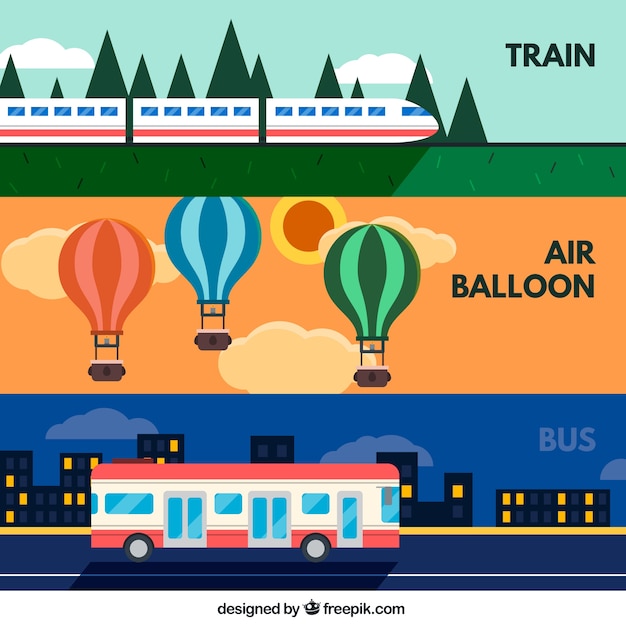 Vector transport banners in plat design