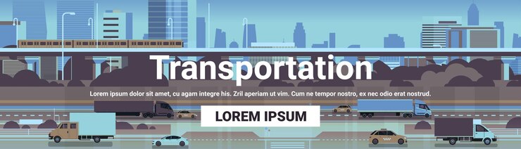 Vector transport driving highway road city traffic transportation concept modern cityscape background copy space