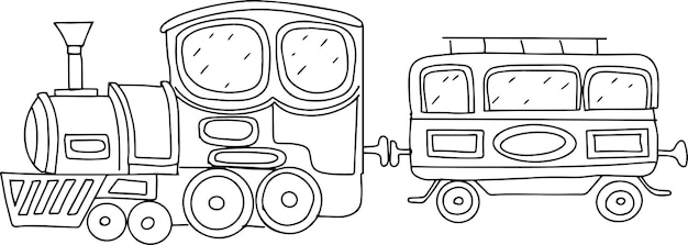 Transport hot air balloon airship car train travel vacation holidays doodle sketch elements