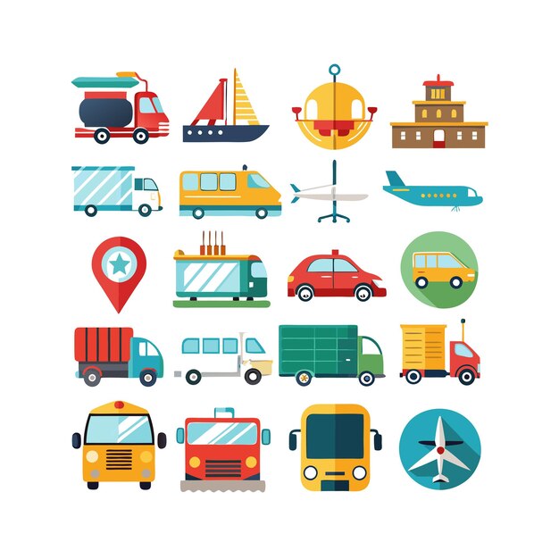 Transport Icon Set Collectie Vector Illustratie