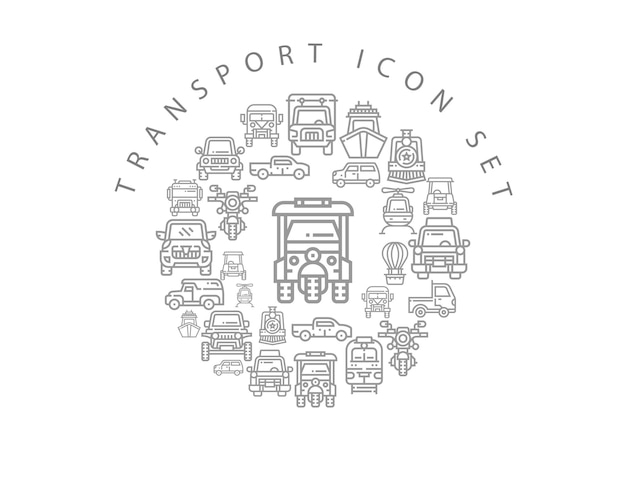 Vector transport icon set design