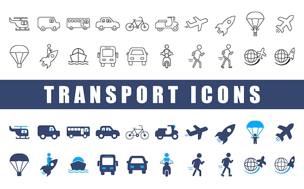 Vector transport icon set