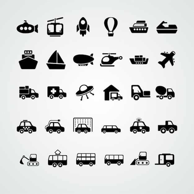 Vector transport icons collection