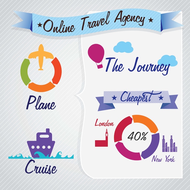 Vector transport infographics online travel agency