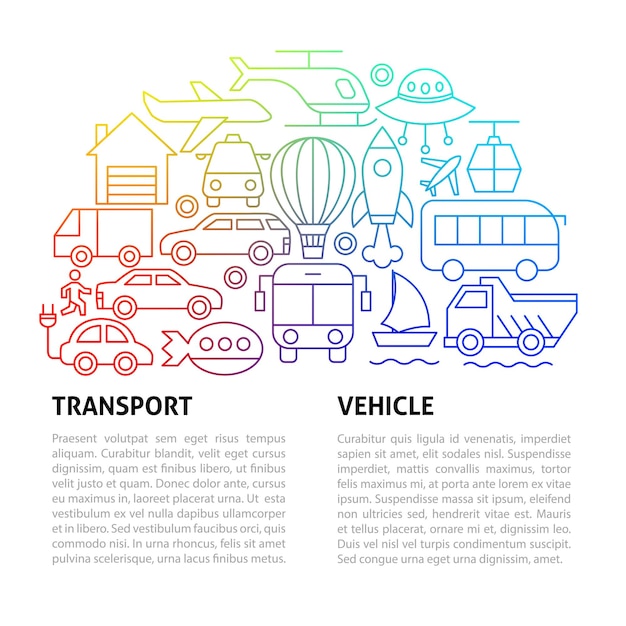 Vector transport line template. vector illustration of outline design.