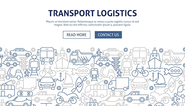 Transport logistics banner design. vector illustration of outline concept.