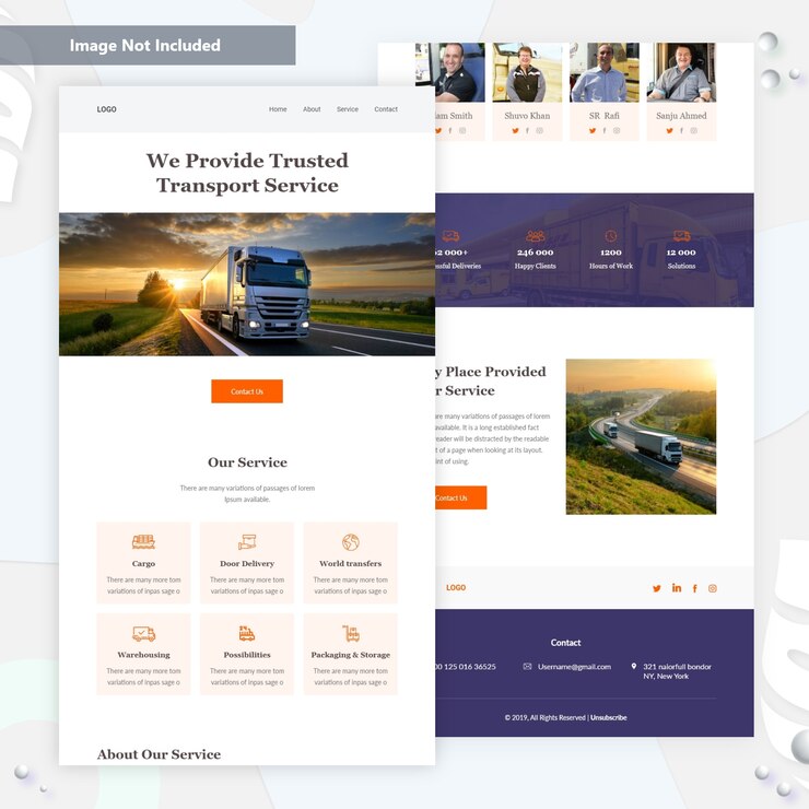 Vector transport logistics landing page